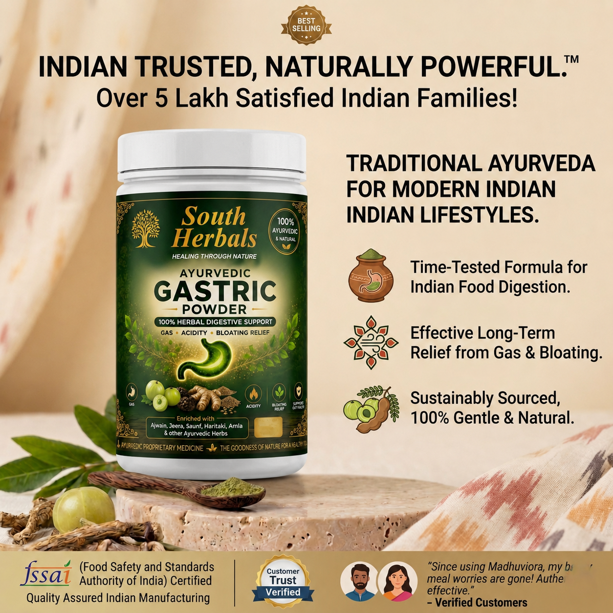 South Herbals Ayurvedic Gastric Powder - Gas & Bloating Relief