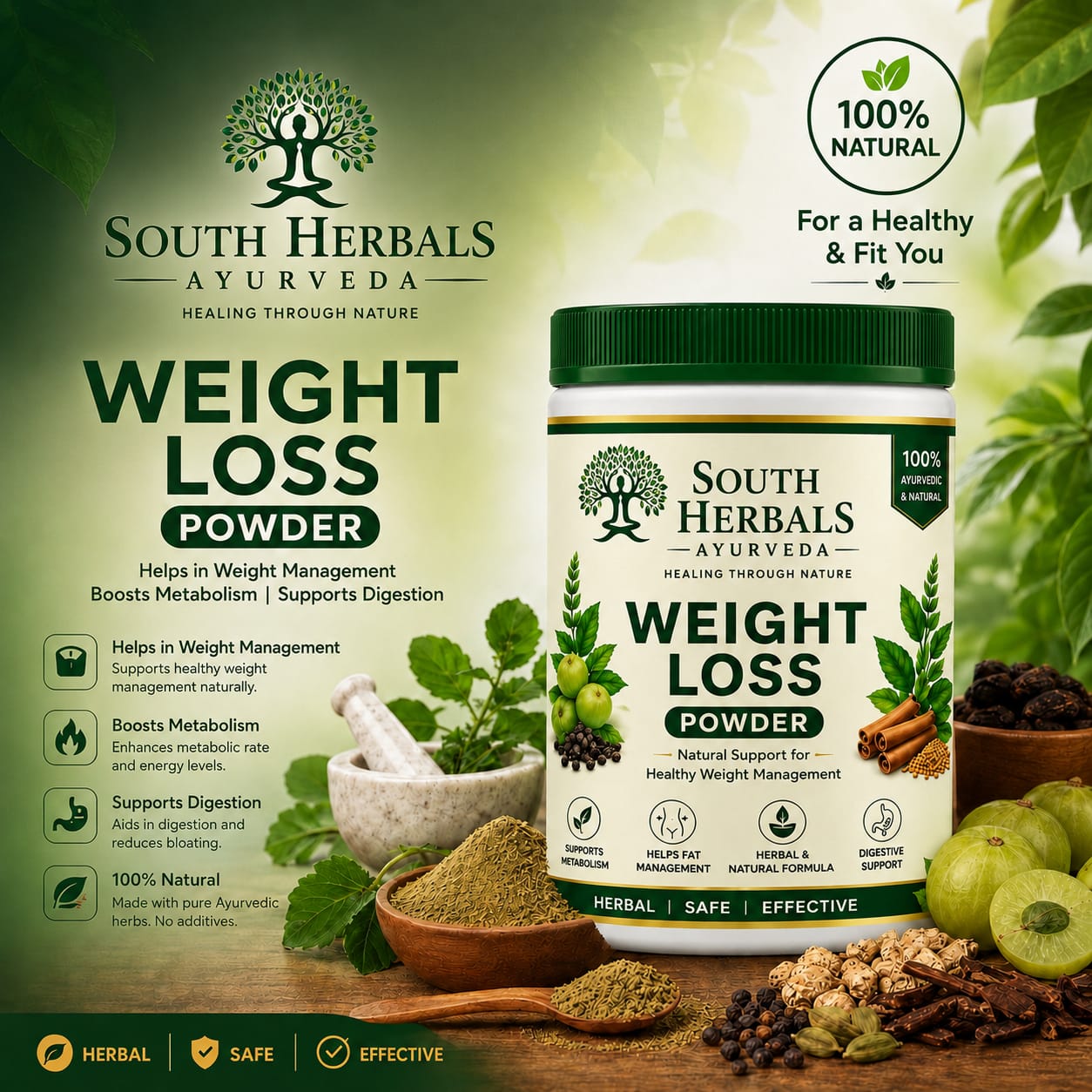 South Herbals Ayurvedic Weight Loss Powder | 100% Natural