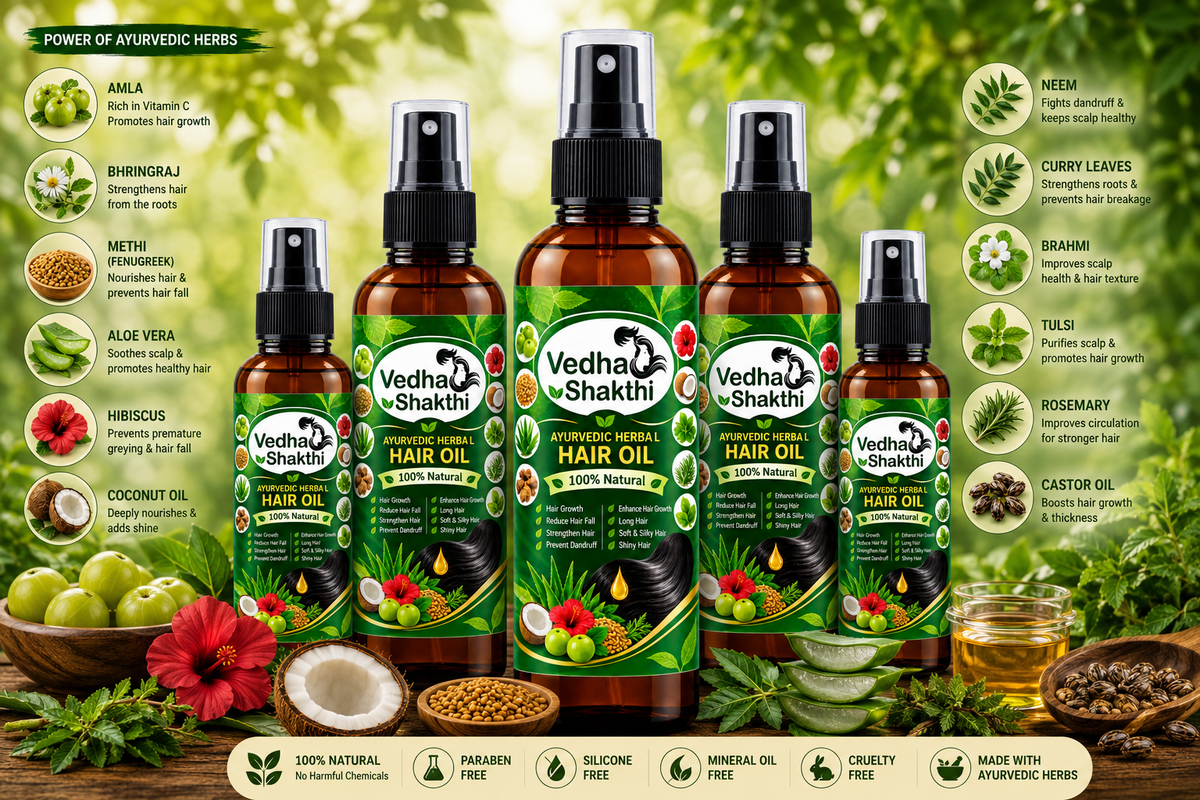 Vedha Shakthi Ayurvedic Herbal Hair Oil