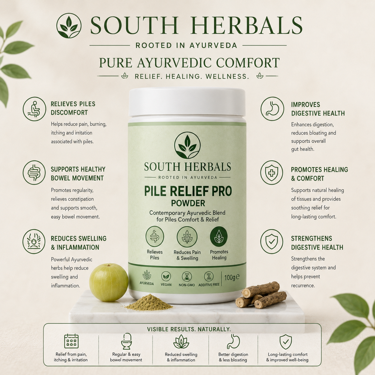 SOUTH HERBALS PILES RELIEF POWDER- 15DAYS CHALLENGE