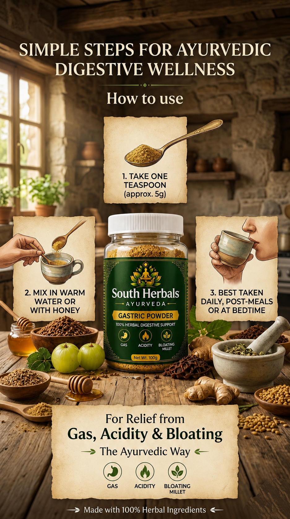South Herbals Ayurvedic Gastric Powder - Gas & Bloating Relief
