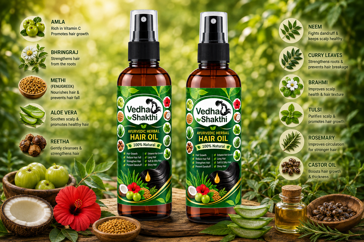 Vedha Shakthi Ayurvedic Herbal Hair Oil