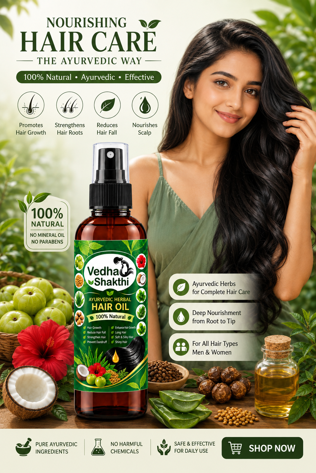 Vedha Shakthi Ayurvedic Herbal Hair Oil