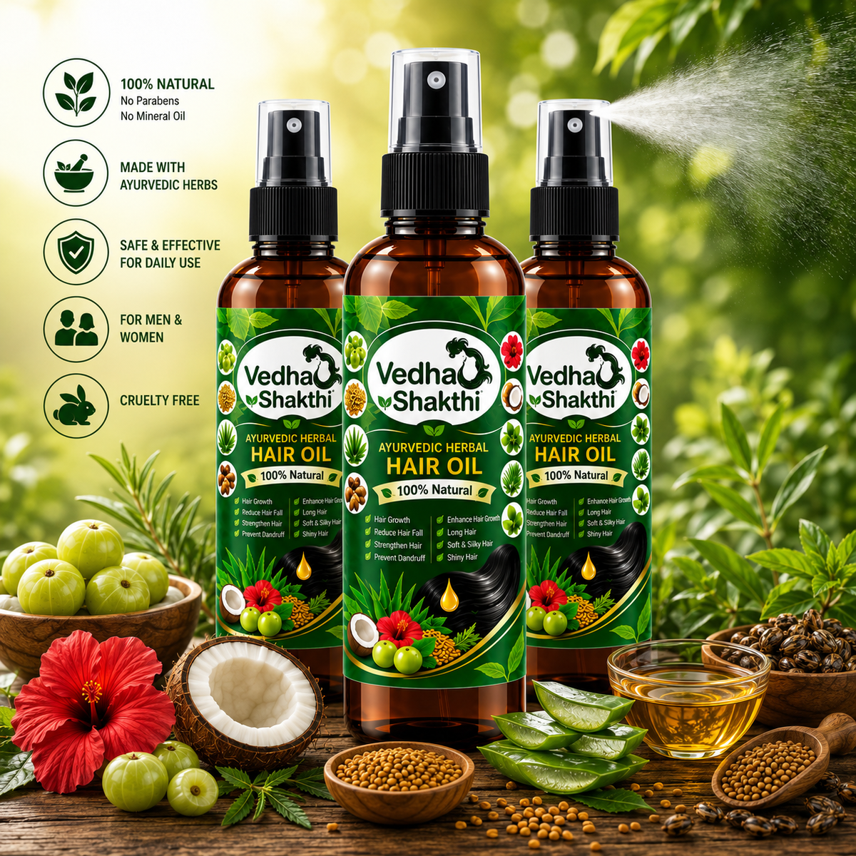 Vedha Shakthi Ayurvedic Herbal Hair Oil